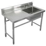 간이 싱크대 보조 조리대 받침대 스텐 주방 개수대 100x50x80cm 좌 : 구디스터