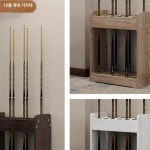 당구 큐걸이 큐꽂이 포켓볼 전시 큐홀더 당구장 거치대 10홀 사다리꼴형 티크 우드 그레인 : 미주시삼