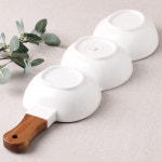 좋은날 손잡이 나눔 접시 카페 3칸 디저트 치즈 안주 반찬 그릇 플레이트 : 카페에떼르