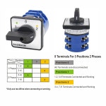 바오메인 유니버설 로터리 전환 스위치 125A 660V LW28-125/D202.2D 및 마스터 외부 박스 LW28-125/2 8 단자 3 위치 2 상 : 아메리카픽31