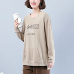 여성 봄 가을 맨투맨 면혼방 루즈핏 레터링 프린트 포켓 디테일 외출 모임 착용 XFT09 : 원부트레이드 주식회사