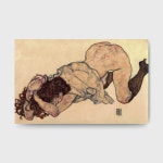 에곤 쉴레 그림 유화 질감 붓터치 무릎 꿇은 소녀 명화 캔버스 액자 40x26cm : 아트스코