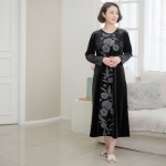 엄마옷 조이마담 H8122 실버라인 플라워 벨벳 홈웨어 원피스 (겨울용) 중년여성의류 : 조이마담-투스타시스