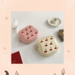 사각 지퍼형 파우치 체리 자수 폭신폭신 다용도백 캔버스 수납 : 원클릭샵2호점