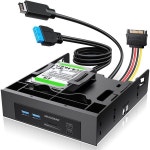 GRAUGEAR 5.25인치 전면 패널 USB 허브 데스크탑 PC용 내장 SD/microSD 카드 리더 Gen2x2 20Gbps USB-C 포트 듀얼 2.5인치 SSD/HDD... 