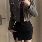 고고장구의상 아랑 A. 회색 재킷  줄무늬 힙 스커트, A. 회색 재킷  줄무늬 힙 스커트 : 레벨업스토온