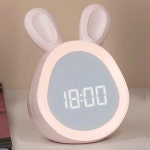 온도 밝기 조절 및 시간 표시가 가능한 용 ANJOGIFT 토끼 알람 시계 야간 조명 충전식 타이밍 기능 깜박임 방지 LED 따뜻한 조명(라이트... 