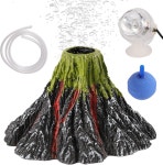 FISORA 수족관 화산 장식 키트 어항 거품 어항용 컬러 LED 조명 에어 스톤이 있는 레진 및 항공관 Volcano with Colorful : 롱런플러스