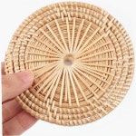 천연 라탄 원형 컵받침 수제 위커 테이블 보호 홈카페 인테리어 소품 내추럴 감성 : verymarke