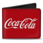 Buckle-Down The Coca-Cola Company 지갑, Bifold, 코카콜라 콜라 스크립트 로고 반복 레드 화이트, 비건 가죽 : 노블릿