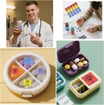 600개 약품 설명서 스티커 1인치 아침 정오 저녁 취침 약 알림 라벨 관리 알약 케이스 플래너 식품 보관함 용기용 : 테루나