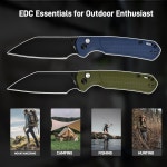 CJRB 황철광 포켓 나이프 3.34인치 AR-RPM9 스틸 블레이드 소형 남성용 클립 캠핑 서바이벌 하이킹 나이프용 EDC J1945 블루 Blue/AR... 