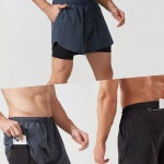 속건 피티니스 반바지 3중수납 트레이닝팬츠 밴딩 러닝 헬스 속바지 포켓 : 판촉마을