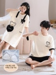 커플잠옷 1+1 세트 수면 파자마 여름 실크 면 긴팔 반팔 신혼부부 홈웨어 h5817 여 M+남 L : 란란쇼핑