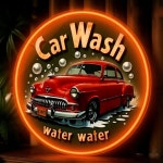 세차장 네온 사인 셀프 자동 손 노터치 실내 세차 자동차 : 키리어스