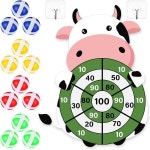 하이드렌 카우 다트 파티 게임 농장 실내 야외 게임을 위한 12가지 끈적끈적한 공 장난감 장식 동물 생일 선물로 31x24 보드 선호 Cow... 