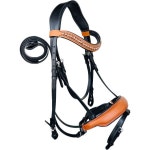 브라운밴드에 구리 그늘석이 있는 블랙 가죽 마장마술 브릴레 : W유에스컴퍼니