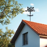 Beinkmake 야생화 풍향계 금속 꽃 부시 가든 장식 방향 표지판 농가 마당 지붕 야외용 마운트 장식품 Wildflowers : 마벨마캣