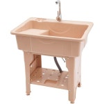 프리스탠딩 플라스틱 세탁 싱크대 31.5 22.05인치 실내 및 실외 세탁대 유틸리티 세면대 수도꼭지가 있는 대형 지하실 발코 Coffee 31.5... 