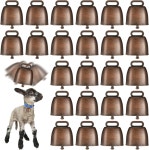 24 PCS 방목 구리 종 빈티지 공예 동물 소 염소 농장 큰 장거리 말 양 철종 작은 반려동물 방지 액세서리 DIY : 모두브릿지마켓