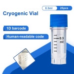 크라이오킹 0.5ml 크라이오바이알 측면 바코드가 있는 25Pc 크라이오튜브 외부 실이 멸균 바이알 파란색 캡이 튜브 -196°C에서 121... 