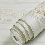 거실 및 침실 벽 장식에 이상적인 필 앤 스틱 플로럴 다마스크 텍스처 미러 효과 벽지 라이트 그린 A : 이에이컴퍼니