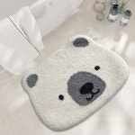 Ankah 샤워 욕실 매트 귀여운 만화 픽처 디자인 러그 미끄럼 방지 내구성 울흡수 욕실매트 슈퍼 소프트 도어 양털 카펫 세탁기 사용 가능 (백곰)... 