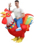 풍선 치킨 코스튬 LED 라이트 업 라이드 온 루스터 멋진 드레스 재미있는 점프수트 코스프레 할로윈 남성 여성 생일 크리스마스 (치킨 성인)... 