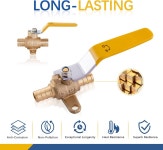 드롭 이어가 있는 GUOFIS PEX 볼 밸브 1/2인치 풀 포트 차단 밸브5팩 옐로우 핸들VALVE025팩 5 Yellow Handle : 꿈의쇼핑