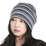 H6024 줄지 비니 모자 두건 : 색동호박