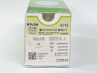 [우리메디칼] 블랙나일론 7/0호 (니들10mm, 3/8 각침, 실길이 45cm) K715 - 수술용실/봉합사(24개입/BOX) : 닥터메디