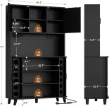 롤링 및 슬라이딩 도어가 있는 Lulive 71인치 키 큰 팬트리 캐비닛 충전소 개방형 조리대가 39인치 와이드 주방 수납 다이닝 룸용 모던... 