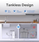 스톡 S1 플러스 600GPD 역삼투압 정수 필터 8단계 탱크리스 시스템 NSF/ANSI 42&58 인증 싱크 RO 하에서 PFAS 감소 2.5:1 순수 배수... 