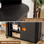 롤링 및 슬라이딩 도어가 있는 Lulive 71인치 키 큰 팬트리 캐비닛 충전소 개방형 조리대가 39인치 와이드 주방 수납 다이닝 룸용 모던... 