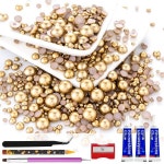 60g 앤티크 골드 플랫백 하프 라운드 진주 혼합 사이즈 3-10mm 레진 공예 비즈 네일 아트, 페이스 젬, DIY 주얼리 제작용 라이트 퍼플 AB... 