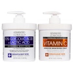 Advanced Clinicals 브라이트닝 비타민 C 바디 크림 AHA 각질 제거 10% 10% Glycolic Acid + Vitamin C Cream Bundle : 가득쇼핑