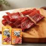 질러 고단백 육포 부드러운 4개+직화풍 핫칠리 4개 감칠맛 맥주안주 건강한 간식 : All day Market