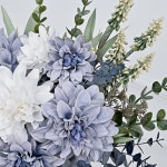 MARTIN MALL 꽃병 속 가짜 꽃 중앙 장식 테이블 가정 식당 사무실 농가를 위한 인공 꽃꽂이 파란색 Purple Dahlia : 뉴비즈니스20