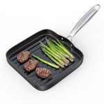 SafBbcue Square 27.9cm11인치 그릴 팬 논스틱 라믹 코팅 내구성 있는 프라이팬 실내 실외 그릴링 오븐 가스  2013 Ridged Griddle Pan... 
