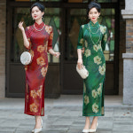 프린트 스타일녹색 만 코스튬플레이의상 상하이 신 원중국 여성 치파오 칼라 올드 : 셀리브리뜨45