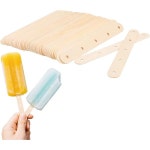 아이스크림막대 나무스틱 스틱 만들기 50개 목재 공예 막대기 구멍이 있는 다용도 아이스캔디 DIY 프로젝트 아이스크림 및 창의적인 재미... 