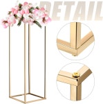메카닉시티 웨딩 플라워 스탠드 꽃병 기둥 메탈 23.6인치 톨 랙 골드 톤 파티 디너 센터피스 장식 2팩 : 스틸브룩 셀렉션 23
