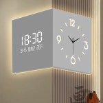 코너 디지털 벽시계 모 A. 크리미 화이트XL823, A. 30x30cm, A. 조명 없음 : godaum