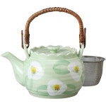 일본 직배송 알레넷 티포트 스테인리스 스틸 차 여과기 850cc 28.7 fl oz 아리타 웨어 미도리야마 티 로쿠베 바스켓 네트 6호 도자기 일본산... 