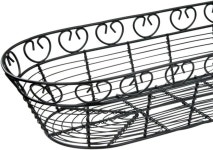 소로 에센셜 - 15인치 알루미늄 롱 타원형 와이어 서빙 바구니 블랙 색상 디너 롤 식품 보관 과일 빵 중앙 장식 디스플레이 홈 키친 레스토랑... 