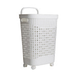 HICKIES 이동식 바퀴 손잡이가 있는 통풍 좋은 메쉬 뚜껑덮개 세탁 빨래바구니 : 히키스