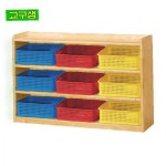 유아교육기관 3단 컬러 바구니 원목 수납장 어린이집 유치원 교실 정리함 보육시설 : verymarke