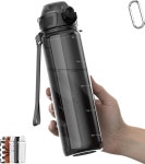 마이포레스트 32온스/1L 스포츠 물병 라이트 트리탄 퀵 오픈 처그 뚜껑/스트로우 2-in-1 누수 방지 식기세척기 사용 안전 BPA 프리 Clear... 