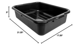 소로 에센셜 - 21-1/4인치 x 17-1/4인치 5인치 깊은 상업용 버스 박스 욕조 블랙 컬러 플라스틱 토트박스 유틸리티 음식 서비스 세척 대야... 