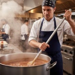 소로 에센셜 - 42인치 스테인리스 스틸 믹싱 교반 패들과 튜브형 손잡이 대형 배치 조리용 주걱 큰 냄비에 담긴 케이준 가재 끓이기 : 춘스픽마켓